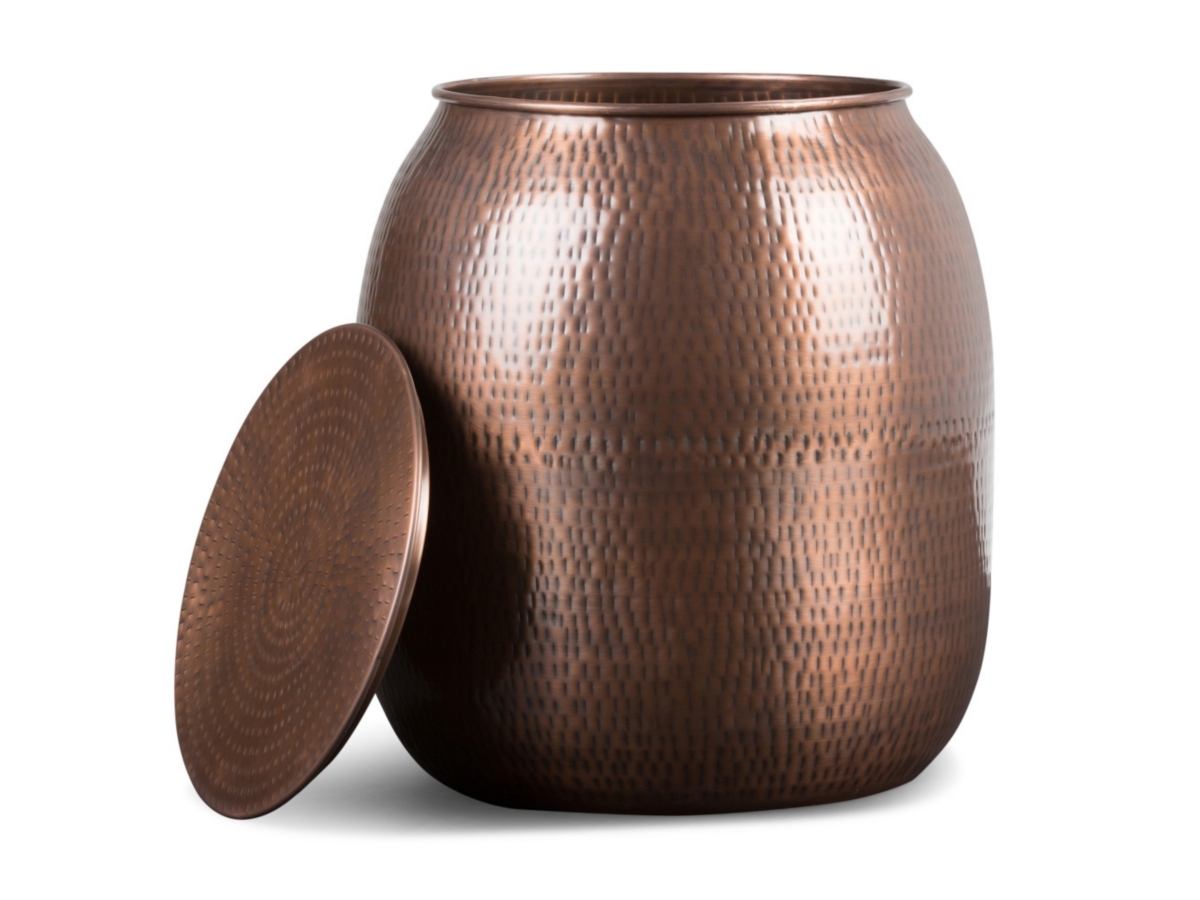 Simpli Home Griffen Storage Accent Side Table, Antique Copper, large