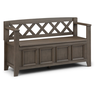 A600044814 Simpli Home Amherst Entryway Storage Bench, Farmho sku A600044814