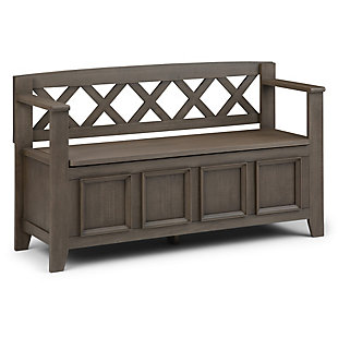 Simpli Home Amherst Entryway Storage Bench, Farmhouse Gray, rollover