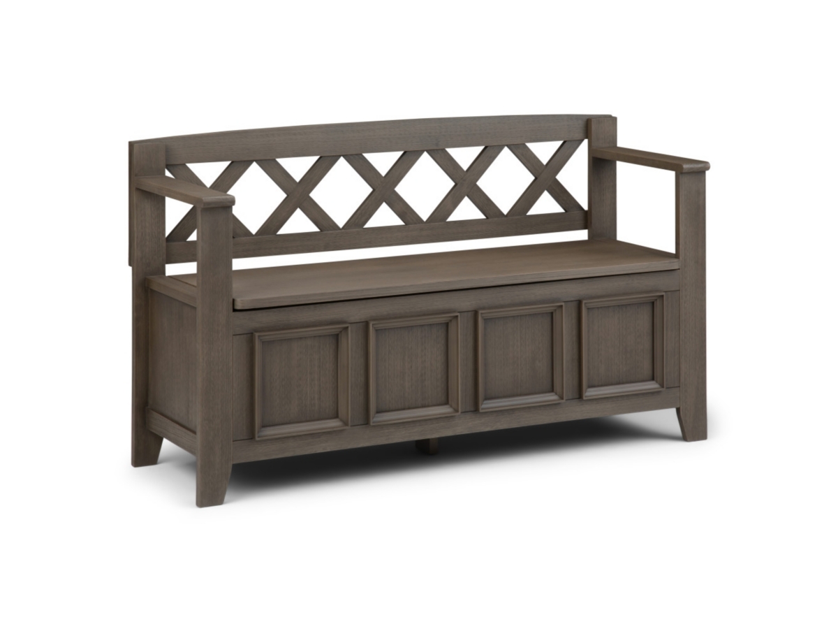 Simpli Home Amherst Entryway Storage Bench, Farmhouse Gray, large