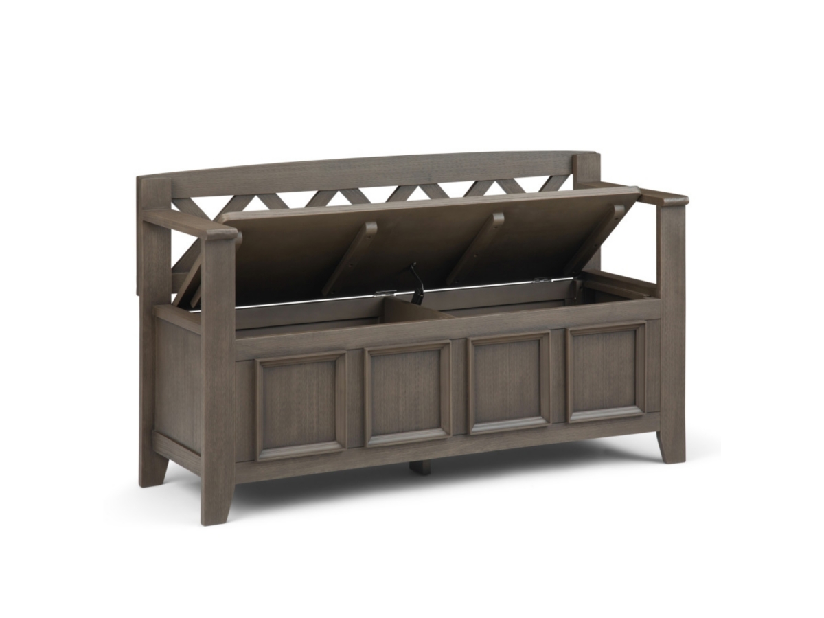 Simpli Home Amherst Entryway Storage Bench, Farmhouse Gray, large