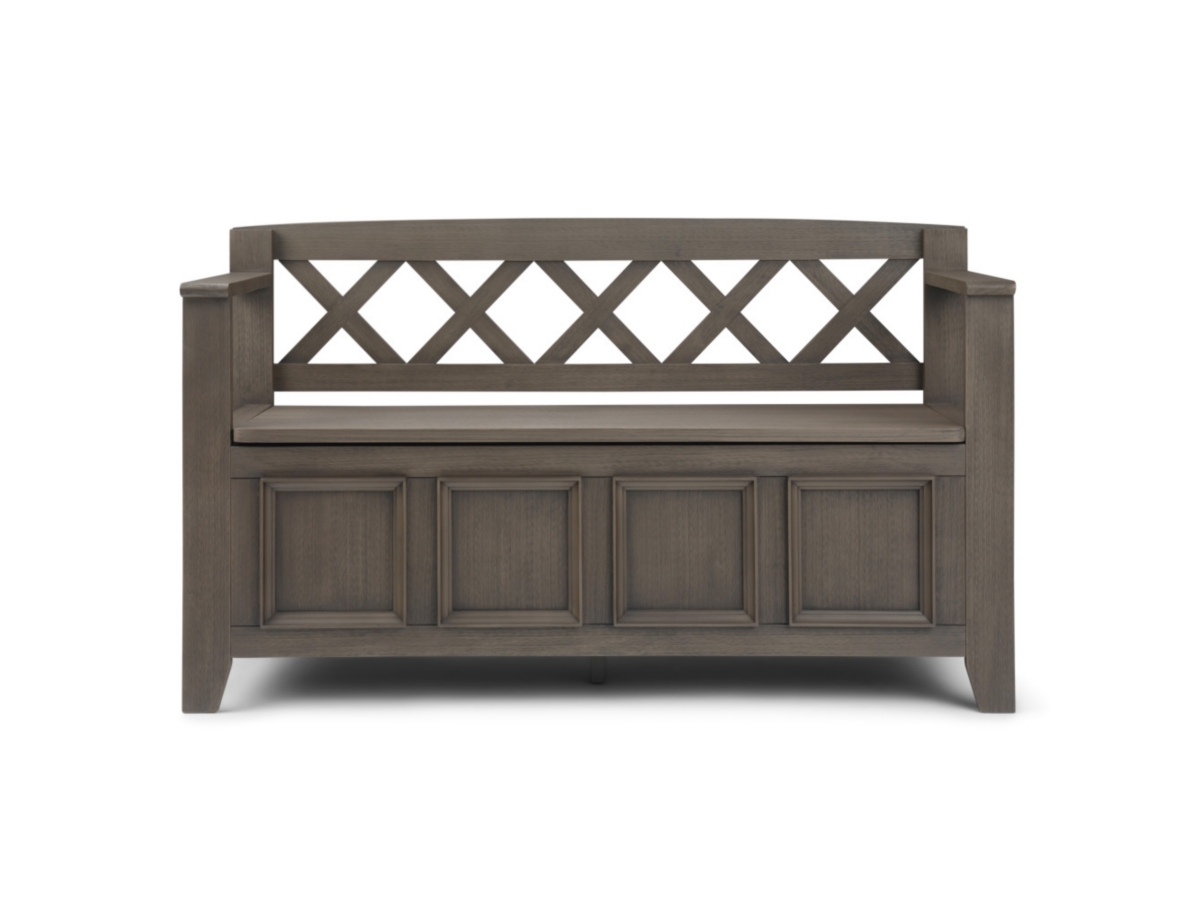 Simpli Home Amherst Entryway Storage Bench, Farmhouse Gray, large