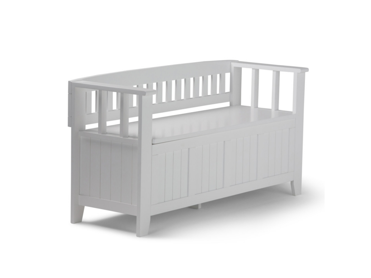 Simpli Home Acadian Entryway Storage Bench, White, large