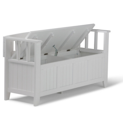 Simpli Home Acadian Entryway Storage Bench, White, large