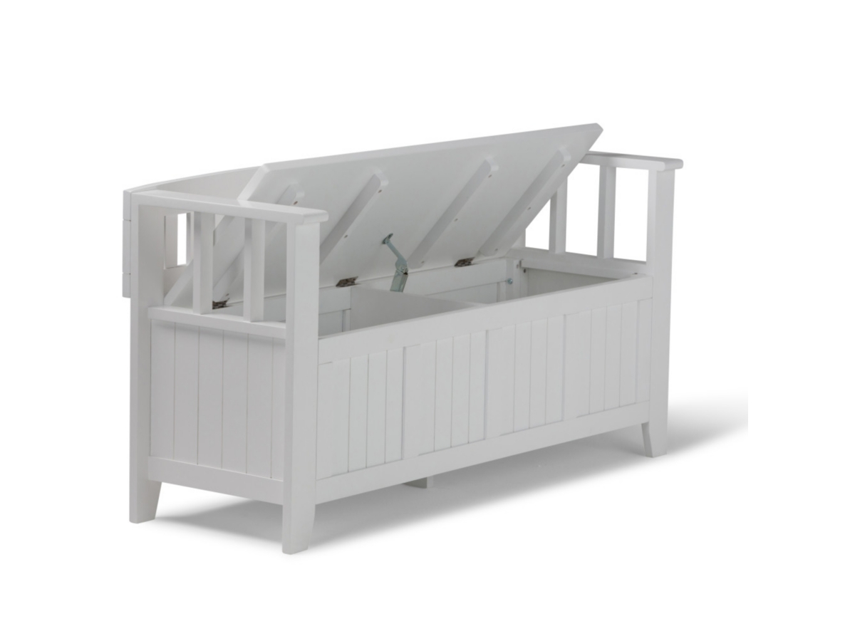 Simpli Home Acadian Entryway Storage Bench, White, large