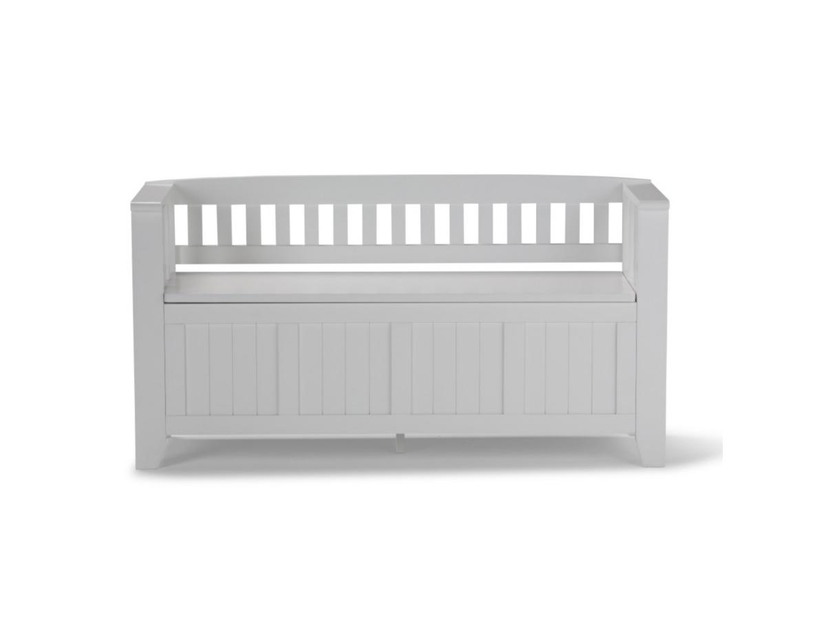 Simpli Home Acadian Entryway Storage Bench, White, large