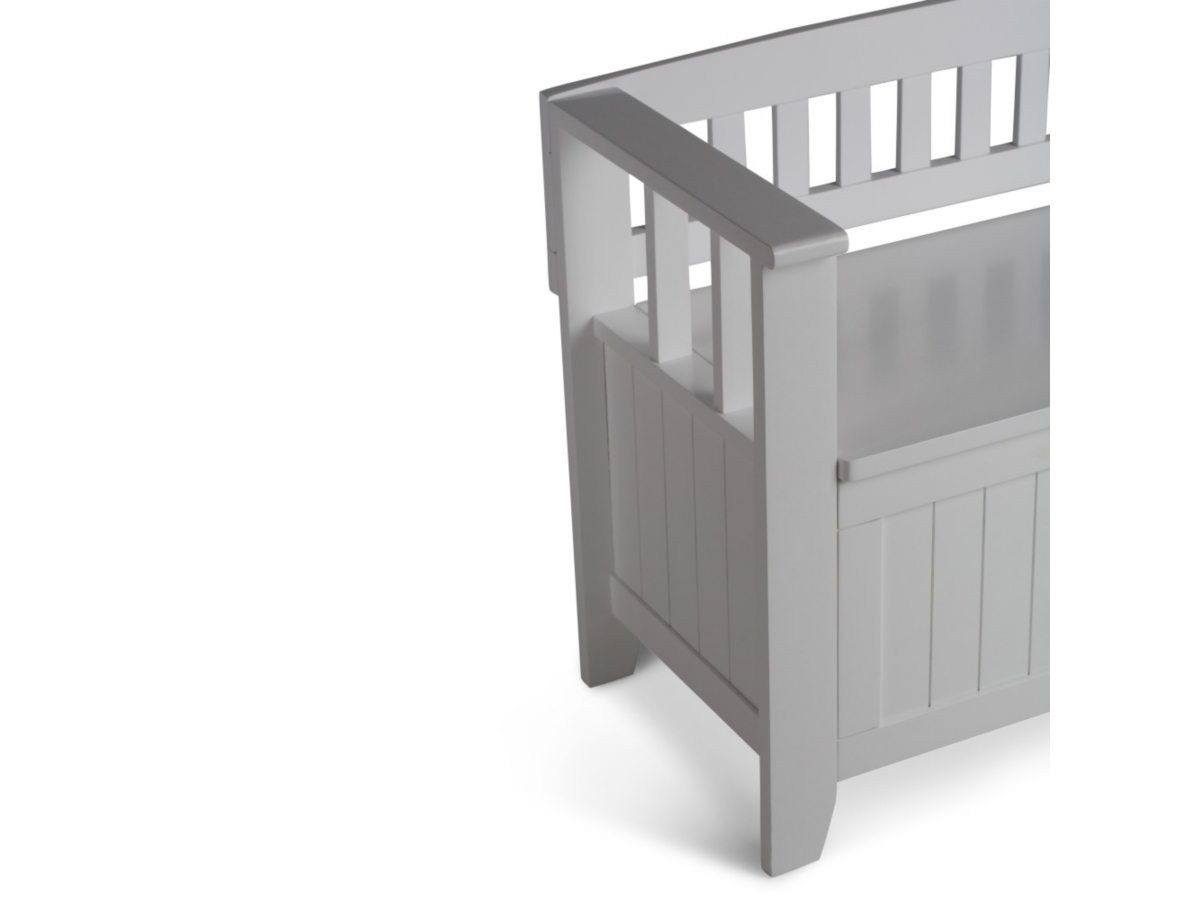 Simpli Home Acadian Entryway Storage Bench, White, large