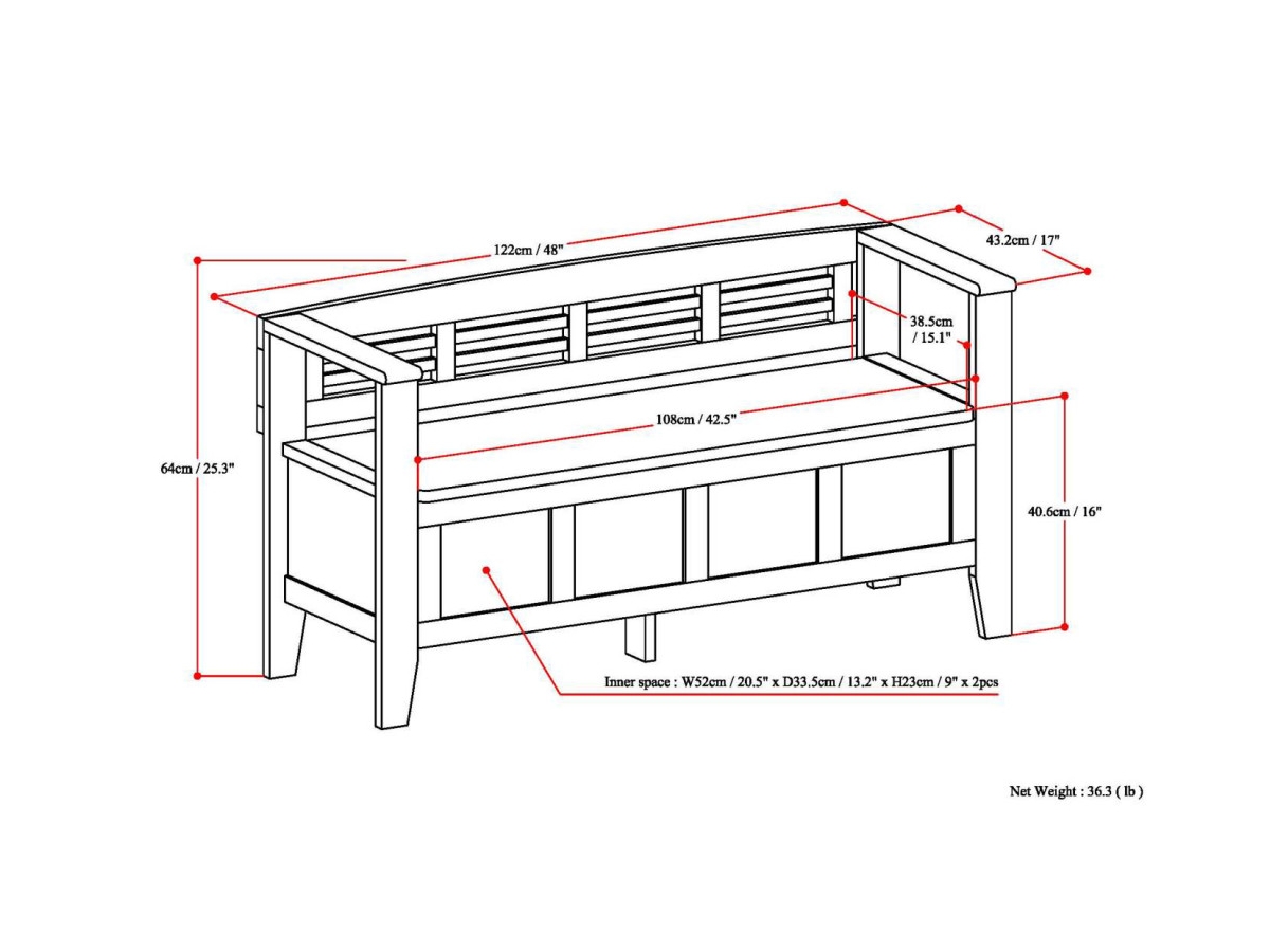 Simpli Home Amherst Entryway Storage Bench, Light Avalon Brown, large