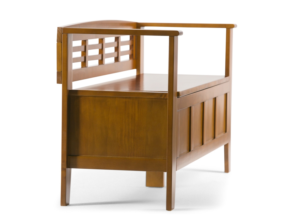 Simpli Home Amherst Entryway Storage Bench, Light Avalon Brown, large