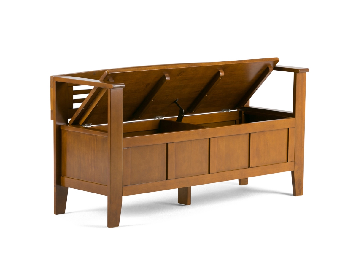 Simpli Home Amherst Entryway Storage Bench, Light Avalon Brown, large