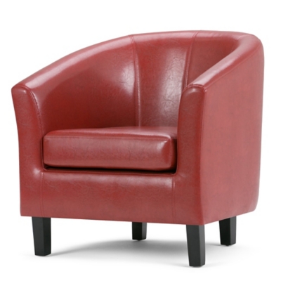 Simpli Home Austin Tub Chair in Faux Leather, Red, large