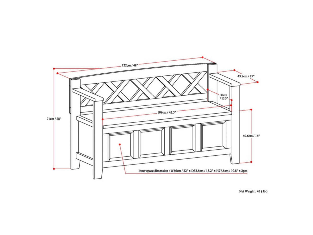 Simpli Home Amherst Entryway Storage Bench, White, large