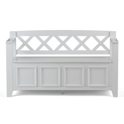 Simpli Home Amherst Entryway Storage Bench, White, large