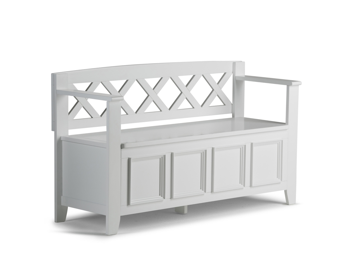 Simpli Home Amherst Entryway Storage Bench, White, large