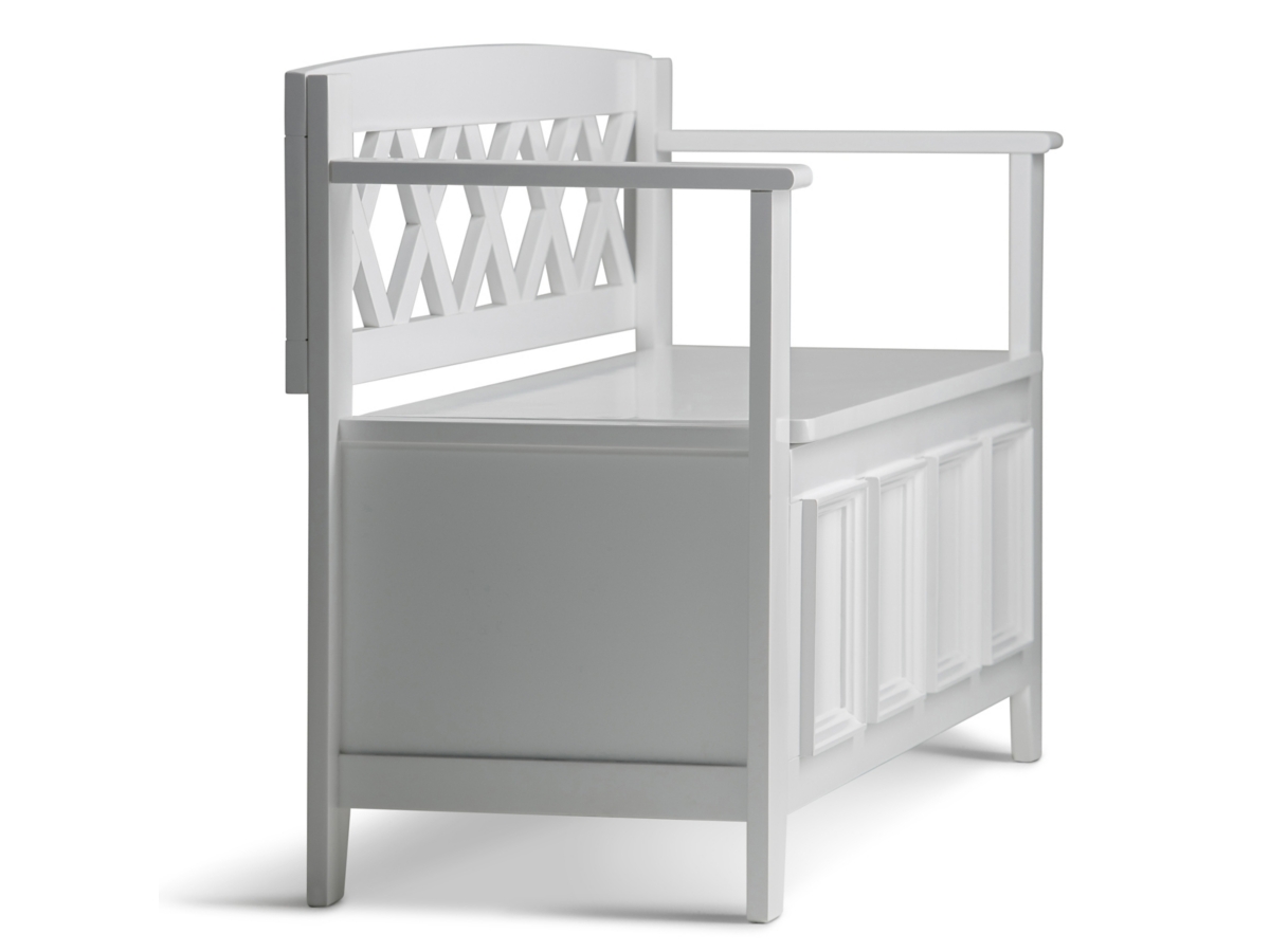 Simpli Home Amherst Entryway Storage Bench, White, large