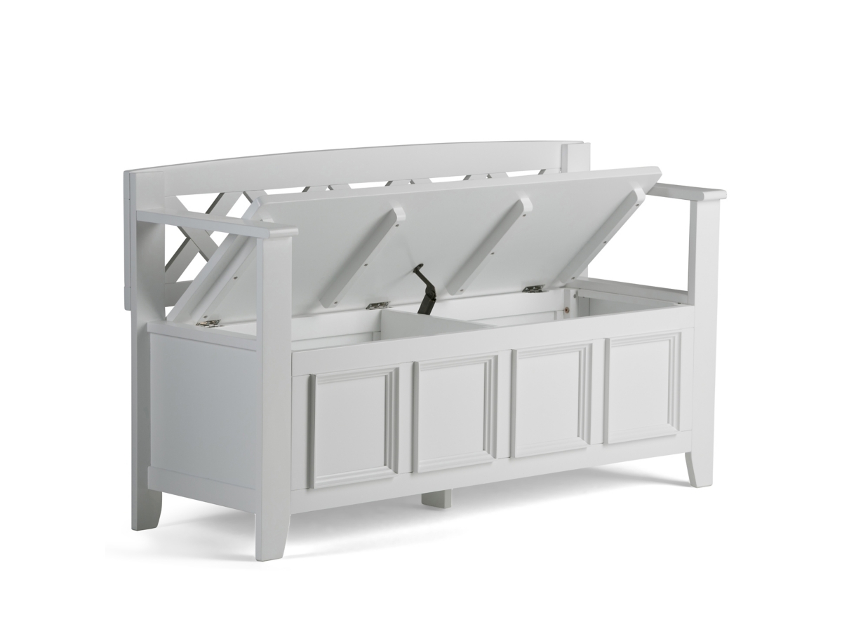 Simpli Home Amherst Entryway Storage Bench, White, large