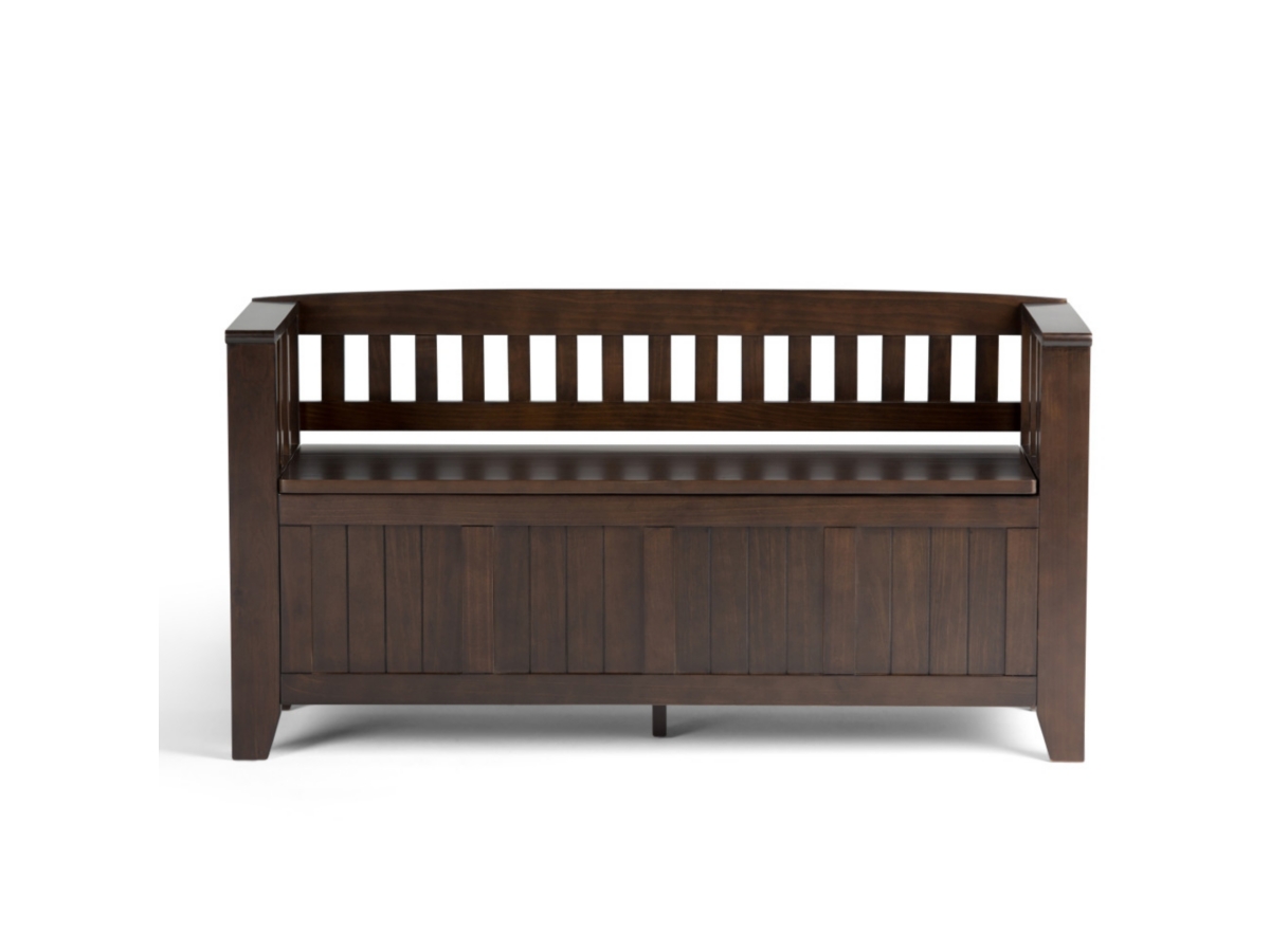 Simpli Home Acadian Entryway Storage Bench, Brunette Brown, large