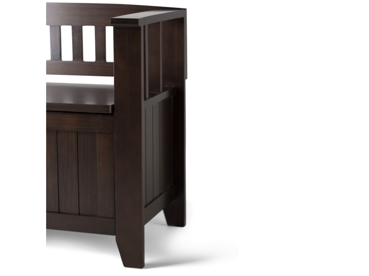 Simpli Home Acadian Entryway Storage Bench, Brunette Brown, large