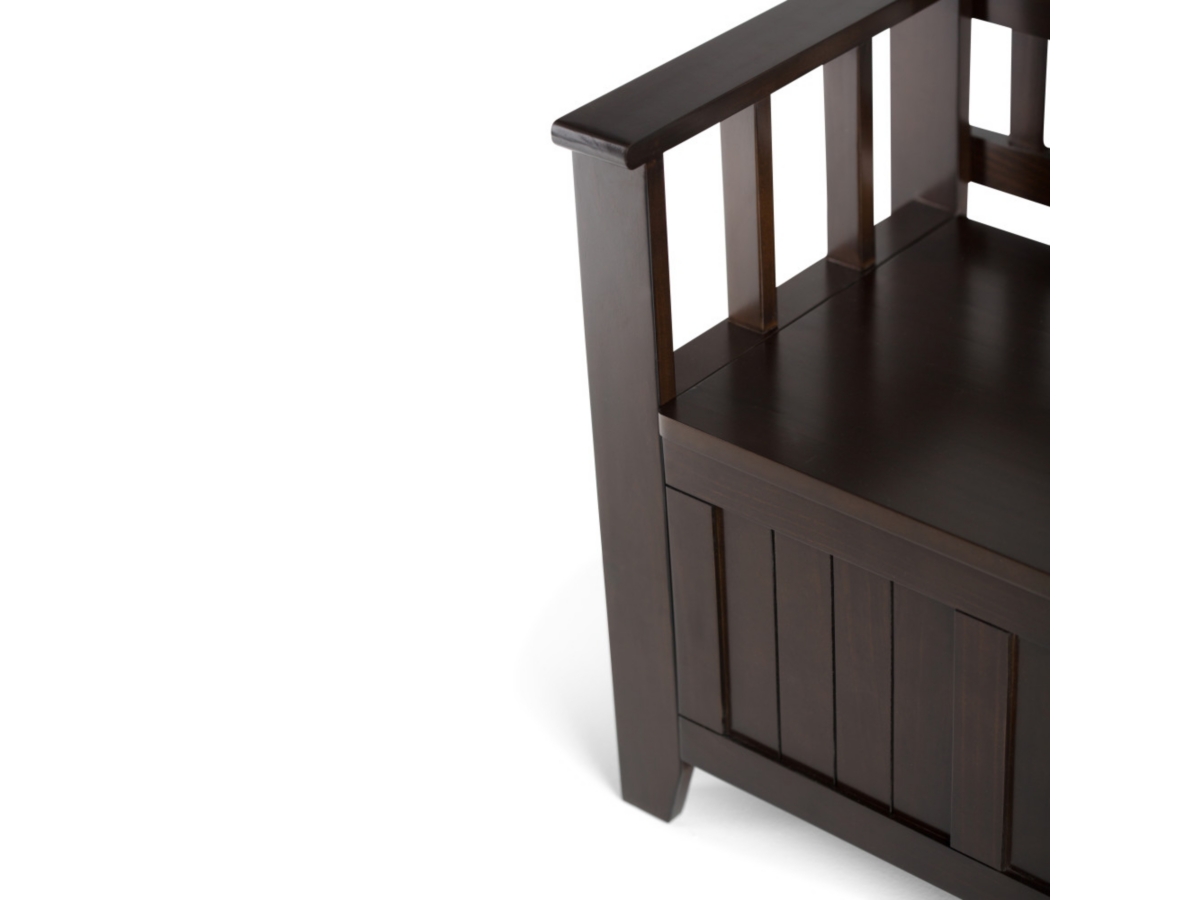 Simpli Home Acadian Entryway Storage Bench, Brunette Brown, large