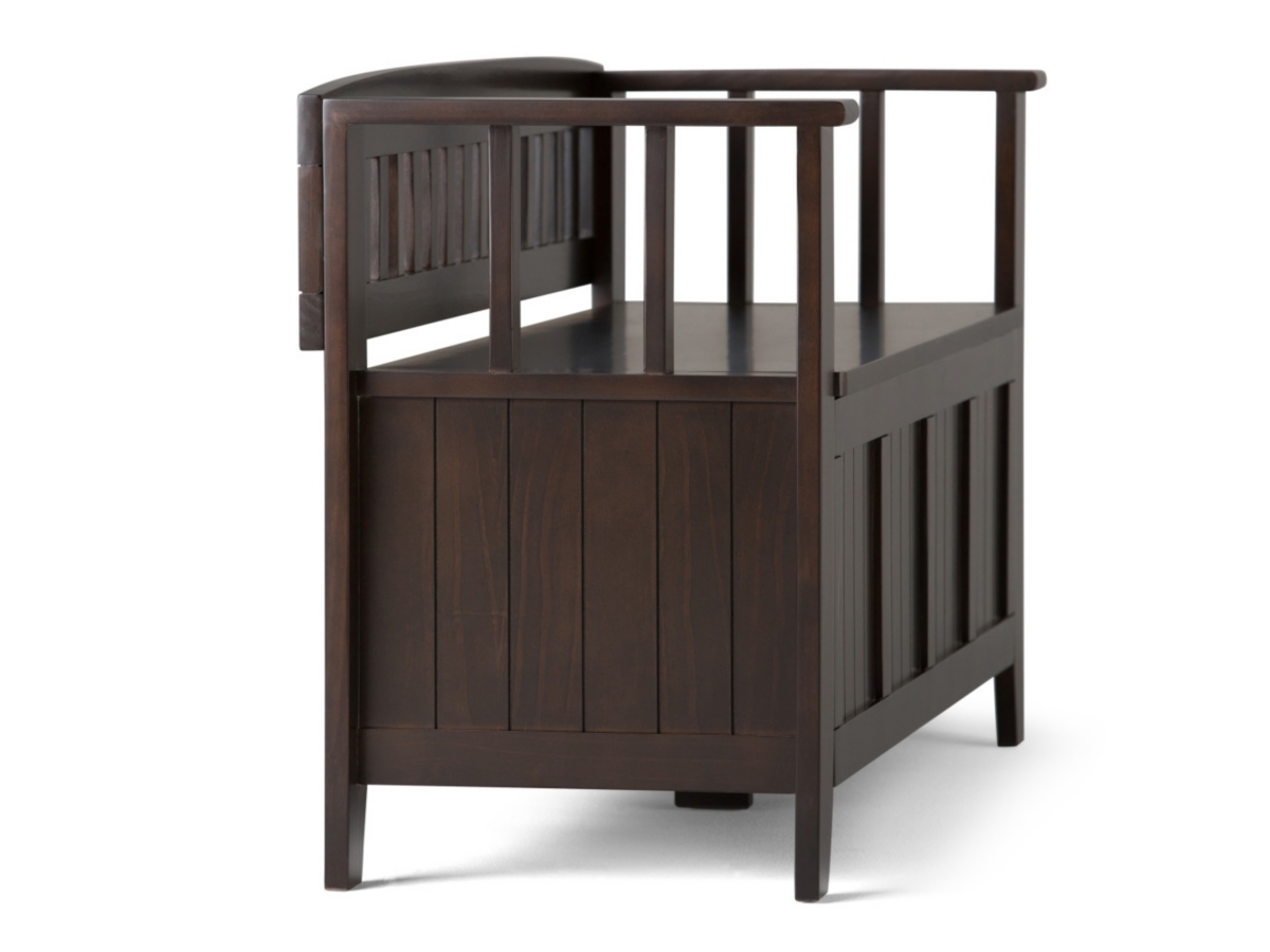 Simpli Home Acadian Entryway Storage Bench, Brunette Brown, large