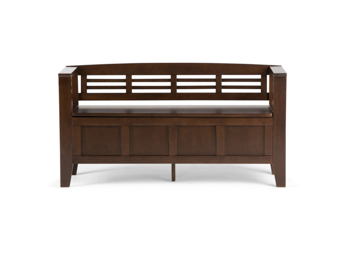 Simpli Home Adams Entryway Storage Bench, Rustic Medium Brown, large