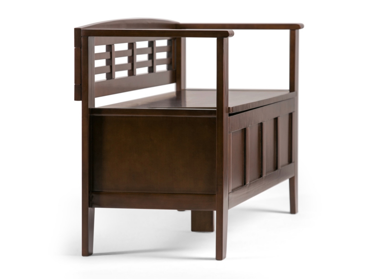 Simpli Home Adams Entryway Storage Bench, Rustic Medium Brown, large