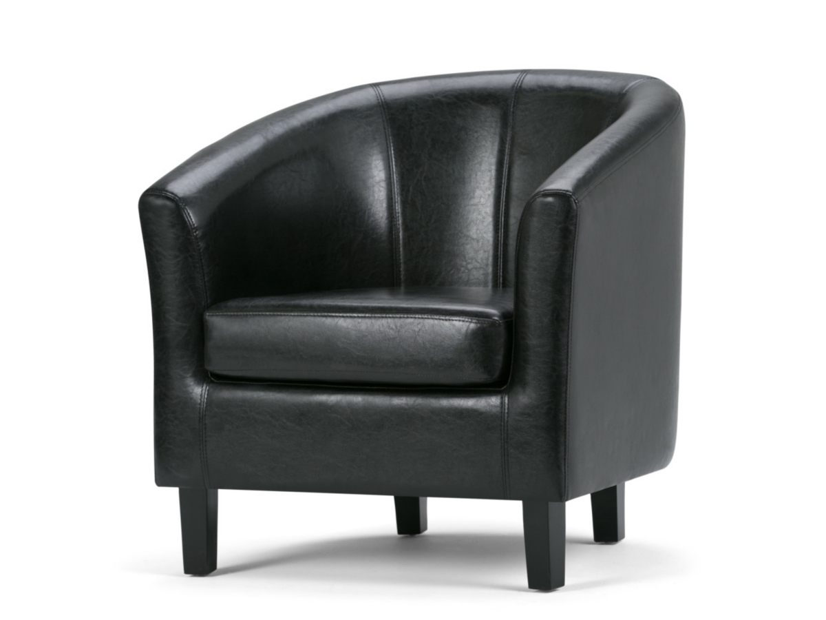 Simpli Home Austin Tub Chair in Faux Leather, Black, large