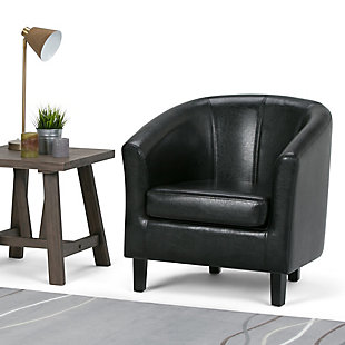 Simpli Home Austin Tub Chair in Faux Leather, Black, large