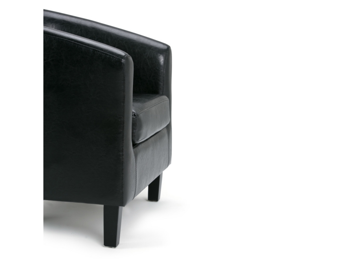 Simpli Home Austin Tub Chair in Faux Leather, Black, large