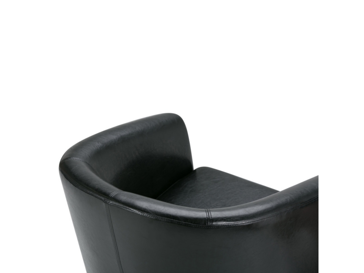 Simpli Home Austin Tub Chair in Faux Leather, Black, large