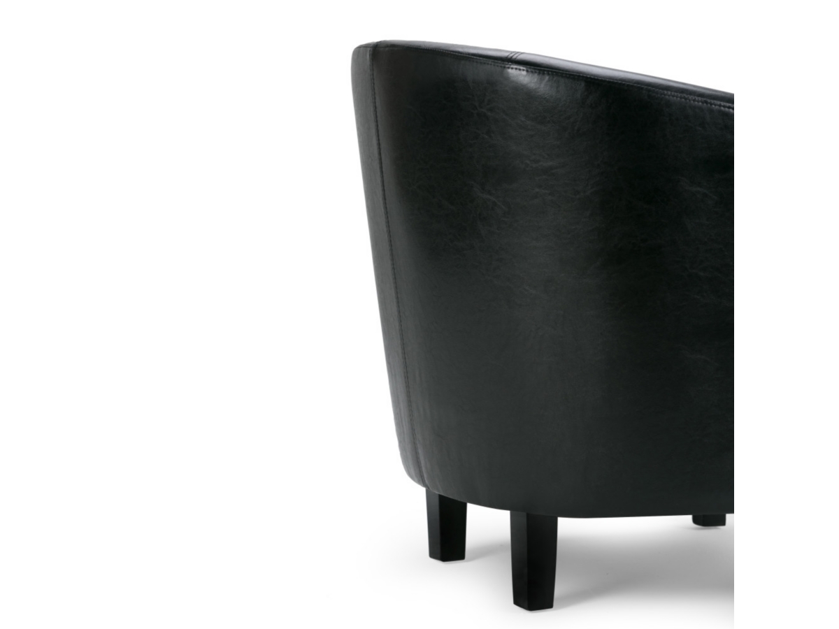 Simpli Home Austin Tub Chair in Faux Leather, Black, large