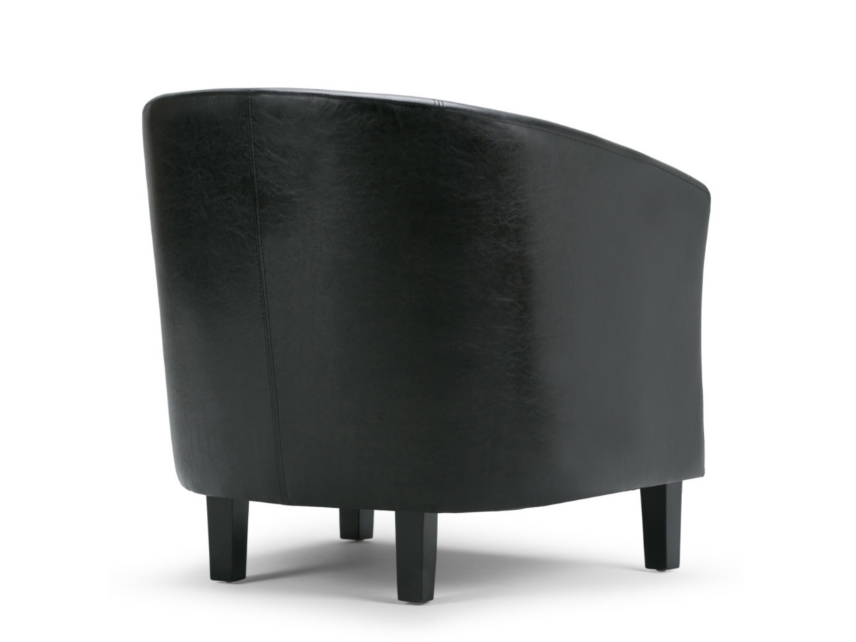 Simpli Home Austin Tub Chair in Faux Leather, Black, large
