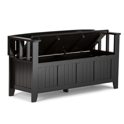 Simpli Home Acadian Entryway Storage Bench, Black, large