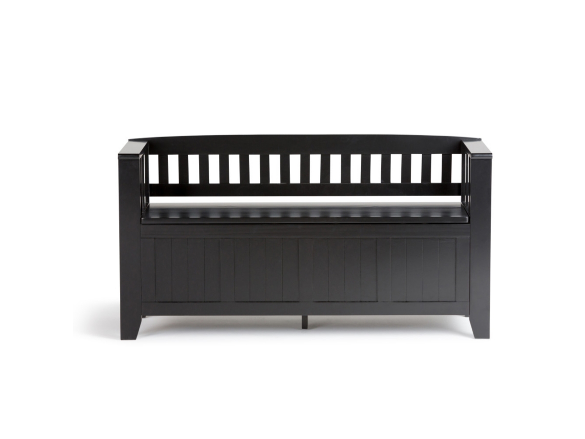 Simpli Home Acadian Entryway Storage Bench, Black, large