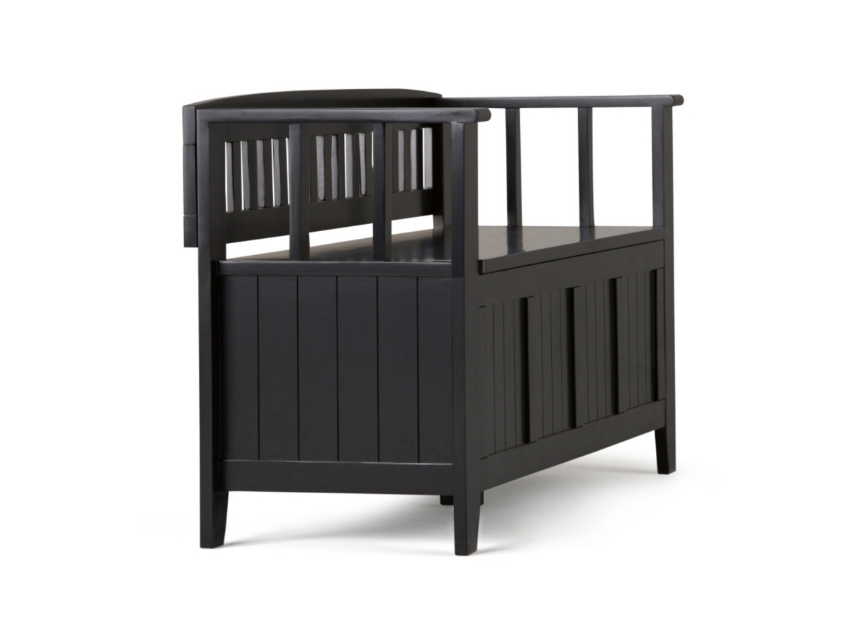 Simpli Home Acadian Entryway Storage Bench, Black, large