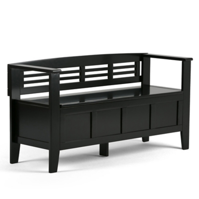Simpli Home Adams Entryway Storage Bench, Black, large