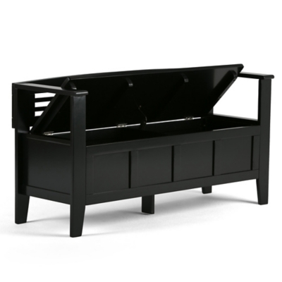 Simpli Home Adams Entryway Storage Bench, Black, large