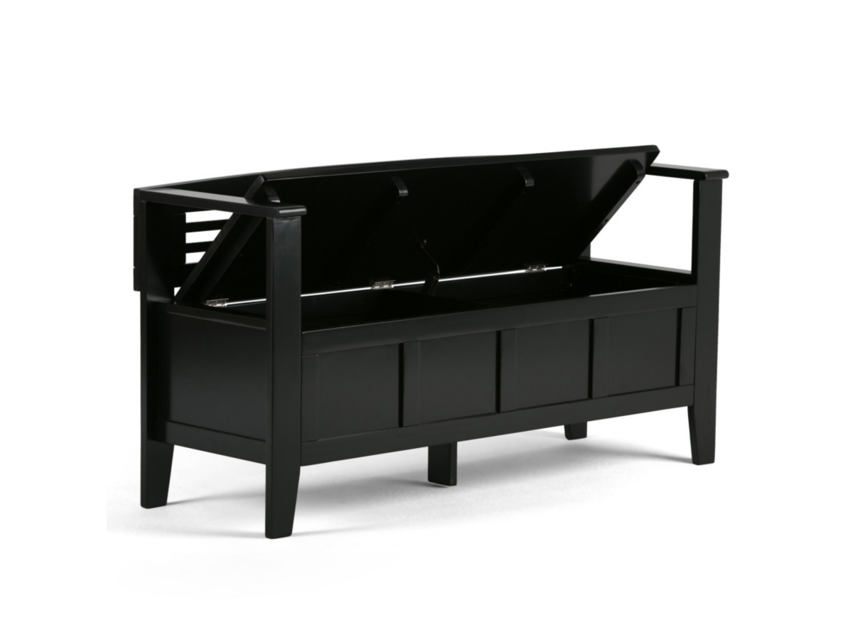 Simpli Home Adams Entryway Storage Bench, Black, large