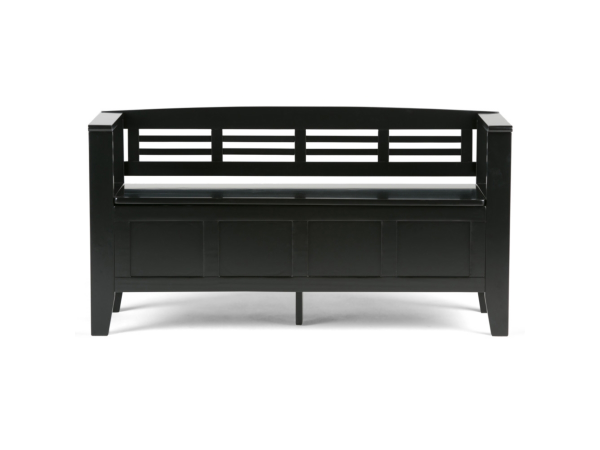 Simpli Home Adams Entryway Storage Bench, Black, large