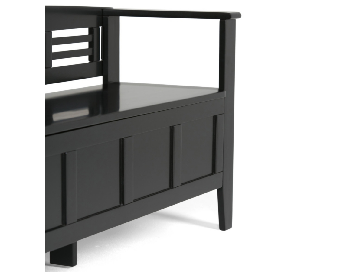 Simpli Home Adams Entryway Storage Bench, Black, large
