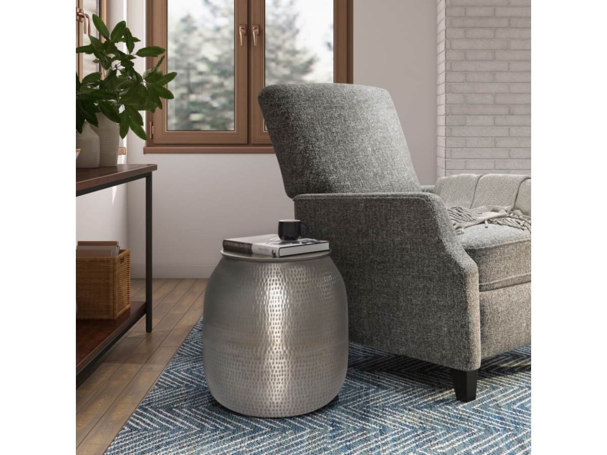 Simpli Home Griffen Storage Accent Side Table, Antique Silver, large