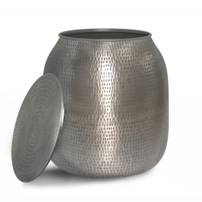 Simpli Home Griffen Storage Accent Side Table, Antique Silver, large