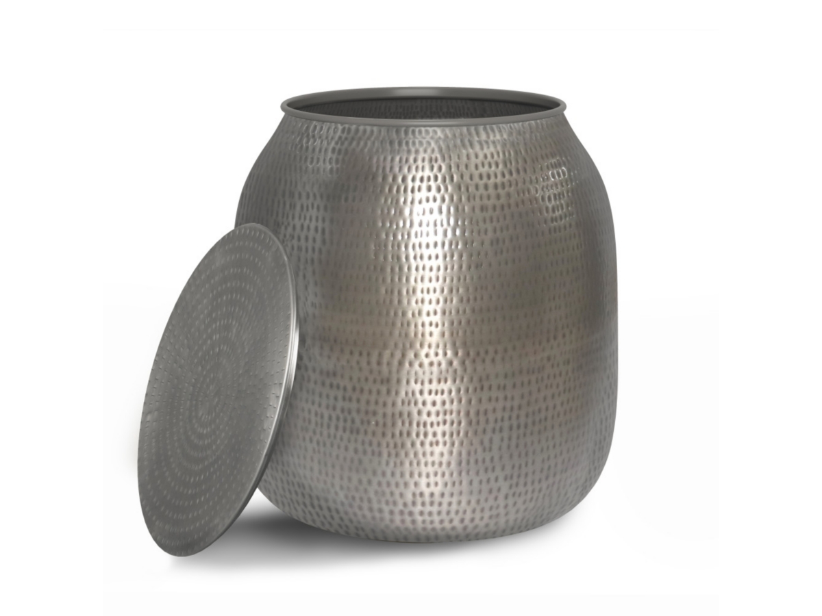 Simpli Home Griffen Storage Accent Side Table, Antique Silver, large