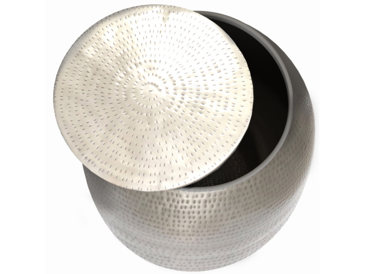 Simpli Home Griffen Storage Accent Side Table, Antique Silver, large