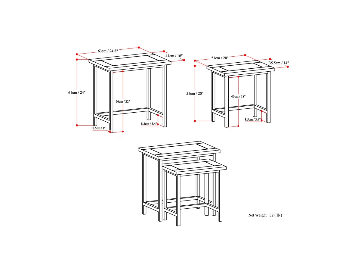 Simpli Home Skyler Nesting Side Table (Set of 2), Dark Cognac Brown, large