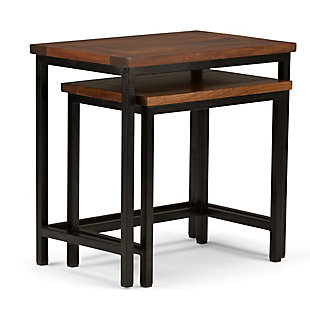 Simpli Home Skyler Nesting Side Table (Set of 2), Dark Cognac Brown, rollover
