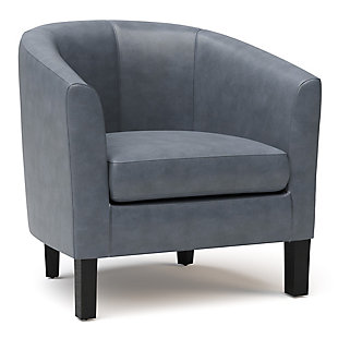 Simpli Home Austin Tub Chair in Faux Leather, Stone Gray, rollover