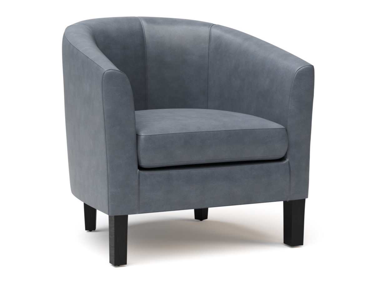 Simpli Home Austin Tub Chair in Faux Leather, Stone Gray, large