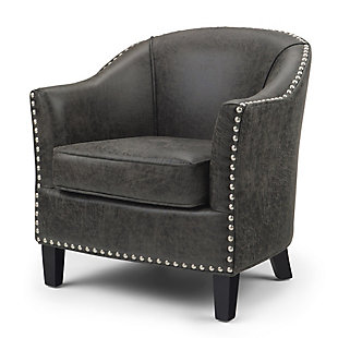 Simpli Home Kildare Tub Chair in Faux Air Leather, , large