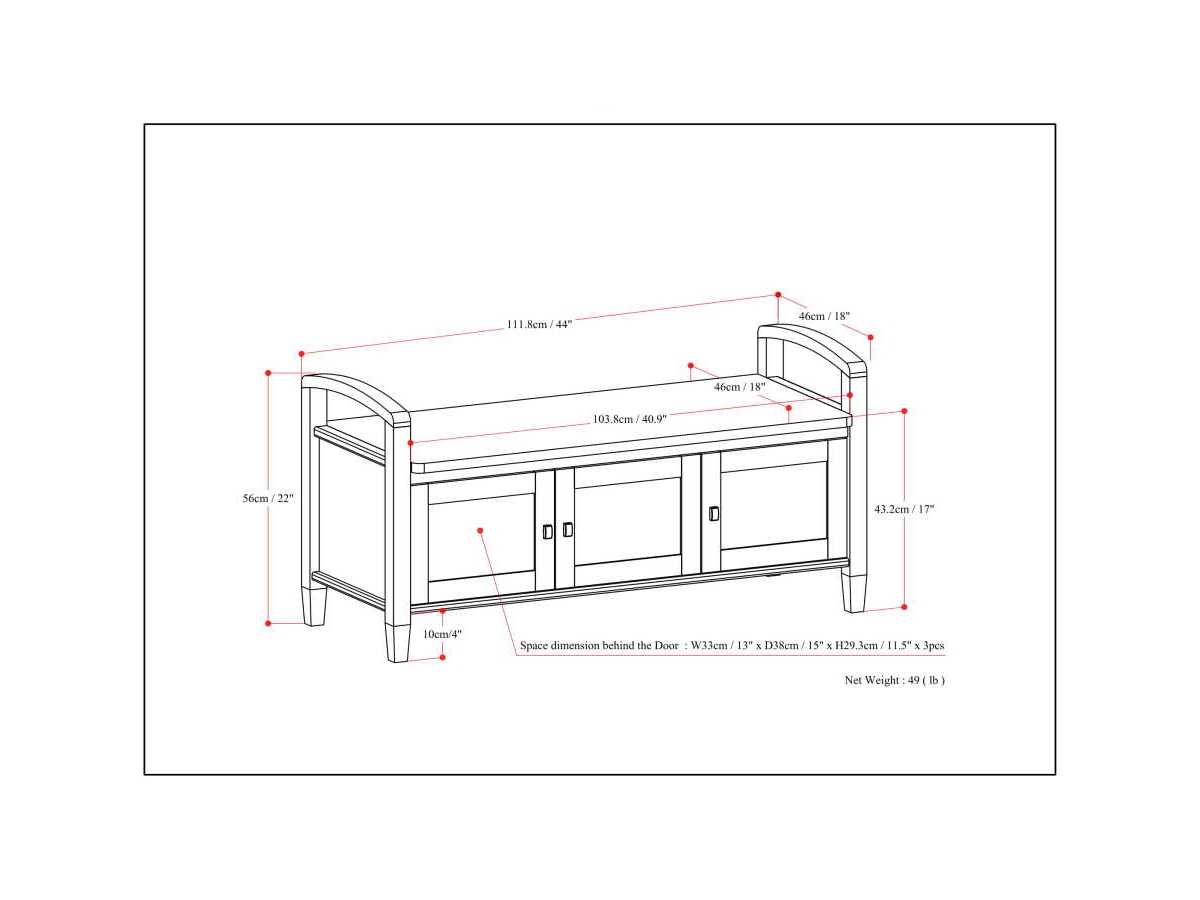 Simpli Home Warm Shaker Entryway Storage Bench, Distressed Gray, large